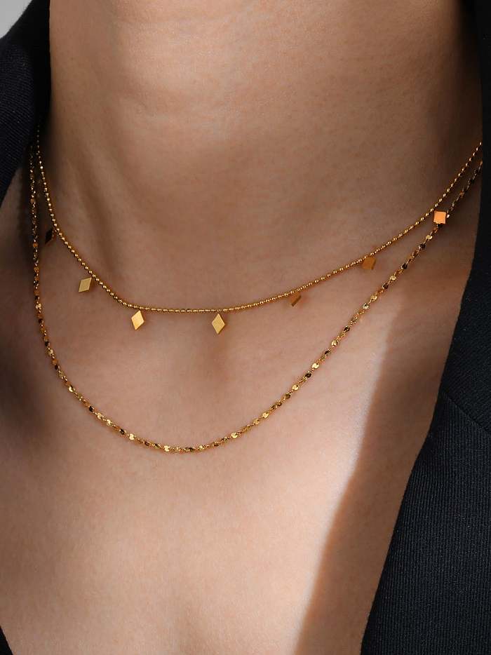 Geometrische minimalistische mehrsträngige Halskette aus Edelstahl