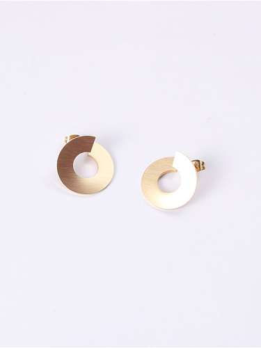 Titanium Round Minimalist Rotating Line Stud Earring