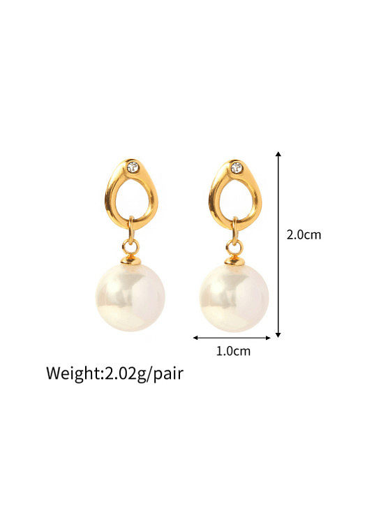 Boucles d'oreilles Huggie minimalistes géométriques en perle d'imitation en acier inoxydable