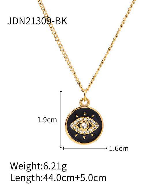 Stainless steel Cubic Zirconia Evil Eye Vintage Necklace