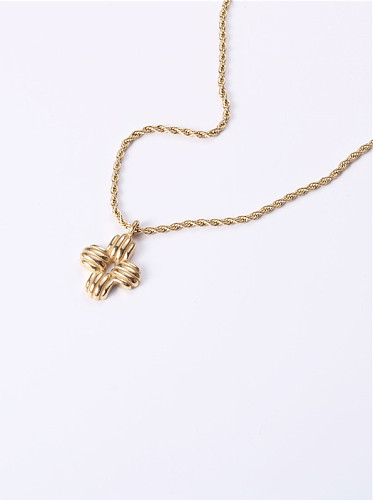 Titanium With Gold Plated Simplistic Cross Necklaces
