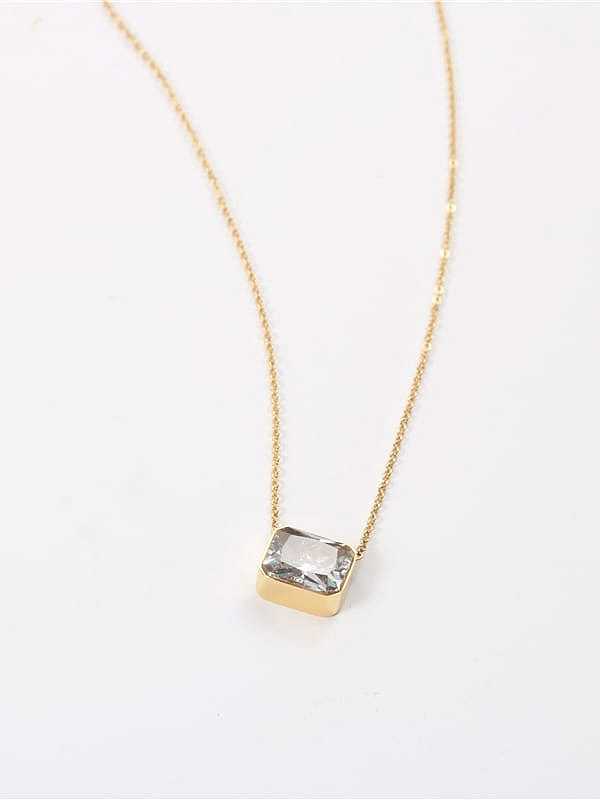 Titanium Steel Glass Stone Geometric Minimalist Necklace