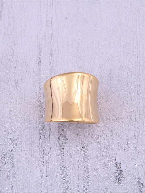 Titanium With Gold Plated Simplistic Irregular Band Rings