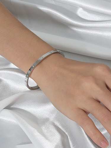Stainless steel Rhinestone Geometric Minimalist Band Bangle