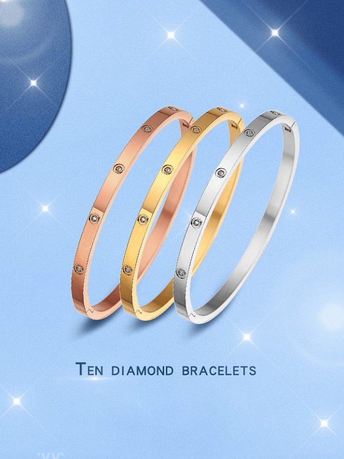 Bracelet minimaliste géométrique en acier titane avec strass