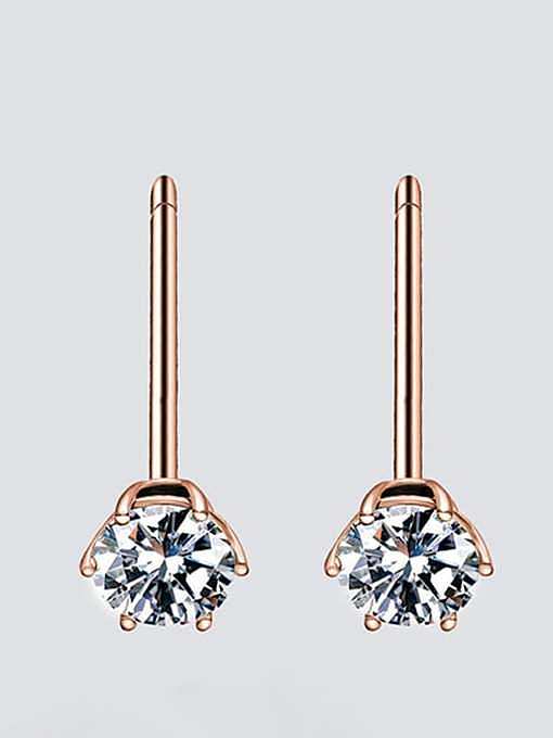 Boucles d'Oreilles Goujon Minimaliste Géométrique en Acier Inoxydable Cubic Zirconia