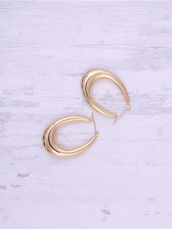 Titanium With Gold Plated Punk Geometric Hoop Earrings
