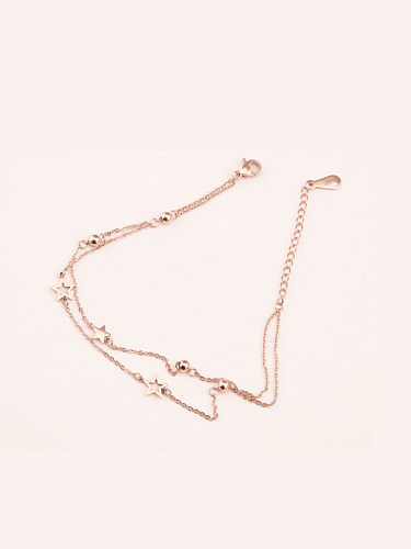 Korea Rose Gold Titanium Double Chain Anklet