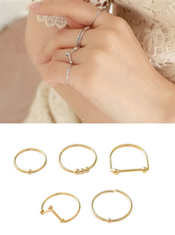 Titanium With Rose Gold Plated Simplistic Round Midi Rings