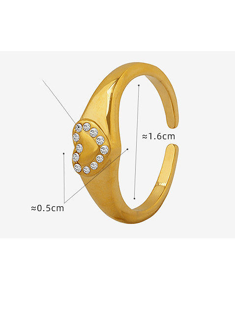 Titanium Steel Cubic Zirconia Heart Minimalist Band Ring