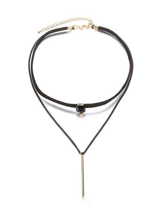 Messing Leder Quaste minimalistische mehrsträngige Halskette