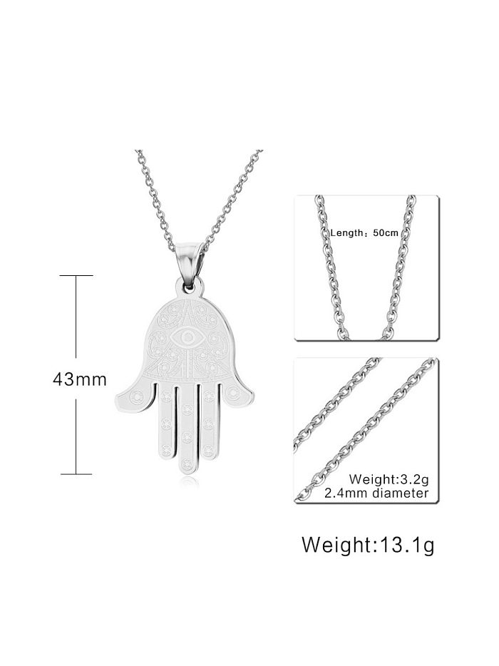 Titanium Steel Hip Hop Palm Pednat Necklace