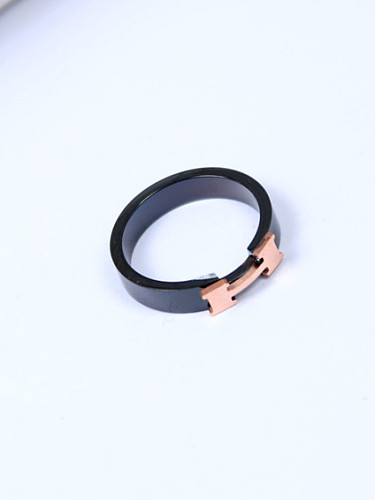 Fashion Letters H Black Ring