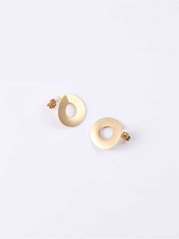 Titanium Round Minimalist Rotating Line Stud Earring