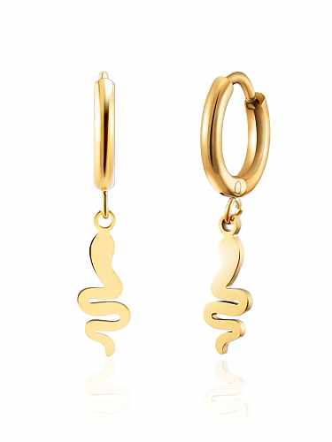 Ohrringe aus 18 Karat Gold mit geometrischer Schlange aus Titanstahl