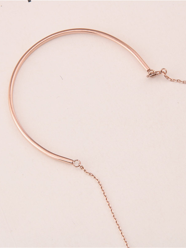 Titanium With Rose Gold Plated Simplistic Geometric Double Layer Bracelets