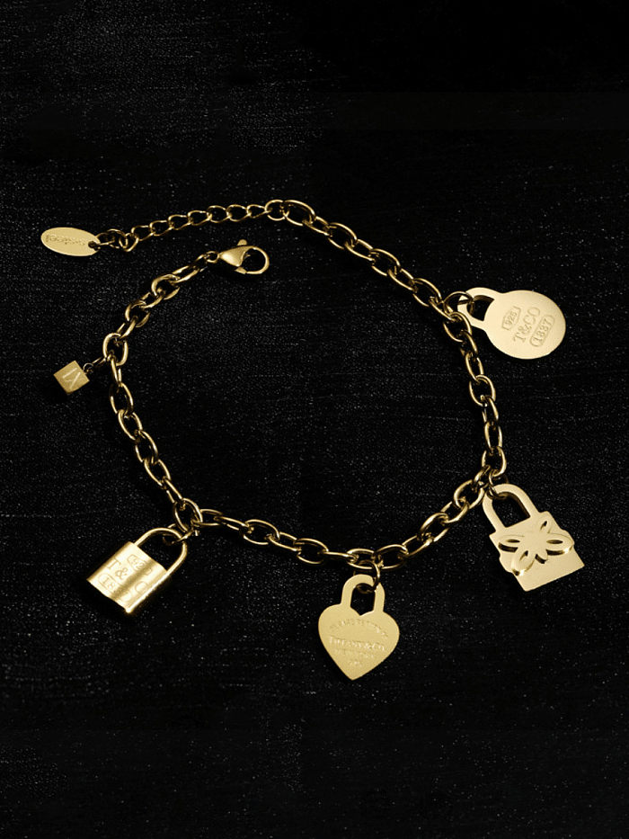 Bracelet à maillons vintage en acier au titane avec médaillon