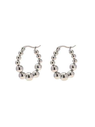 Boucles d'oreilles Huggie vintage géométriques en perles d'acier inoxydable