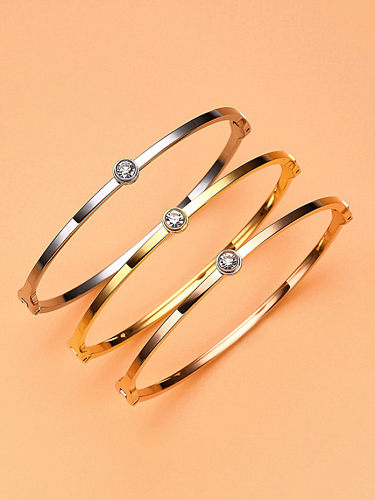 Stainless steel Rhinestone Geometric Minimalist Band Bangle