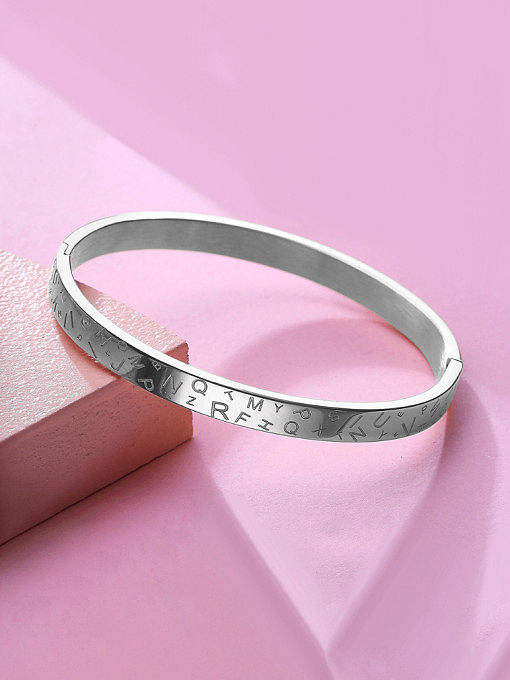 Stainless steel Letter Minimalist Band Bangle