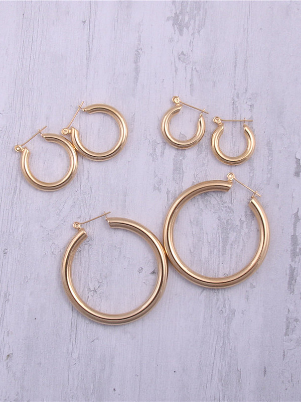 Titanium With Gold Plated Simplistic Hollow Round Hoop Earrings