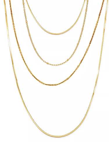 Round bead chain 14 true gold multi-layer overlapping titanium steel snake Bone Necklace