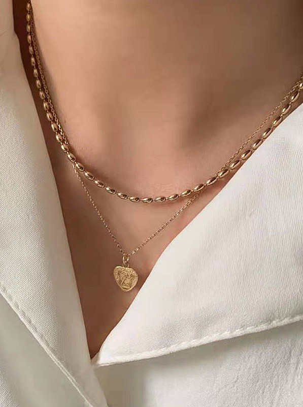Titan mit vergoldeten schlichten Perlen-Charm-Halsketten
