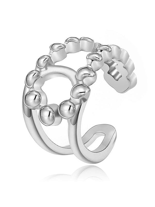 Double C fashion wide hollow smooth stainless steel ring