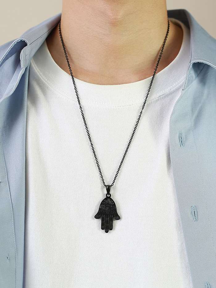 Collier Pednat Hip Hop Palmier Acier Titane