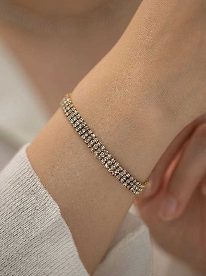 Conjunto de pulsera y collar geométricos vintage con diamantes de imitación de acero inoxidable
