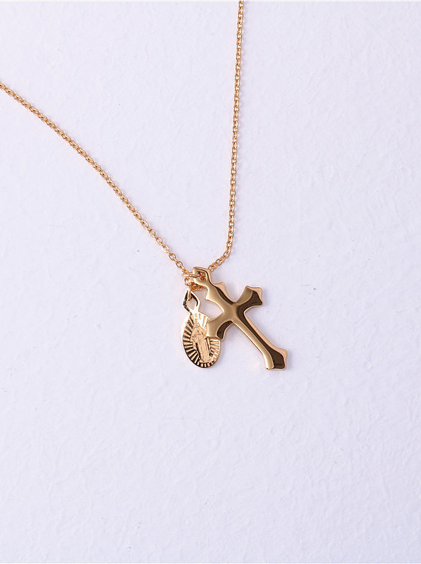 Titanium With Rose Gold Plated Simplistic Cross Necklaces