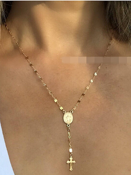 Titane avec colliers croix de luxe plaqués or