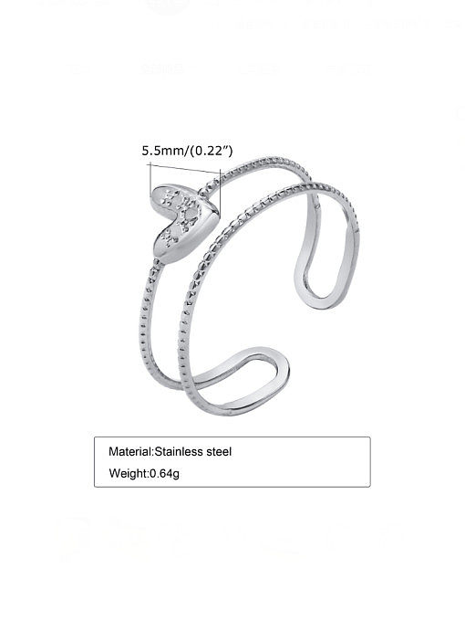 Stainless steel Cubic Zirconia Heart Minimalist Stackable Ring