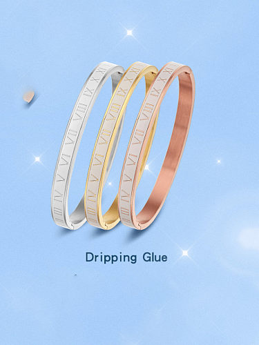 Titanium Steel Enamel Number Minimalist Band Bangle