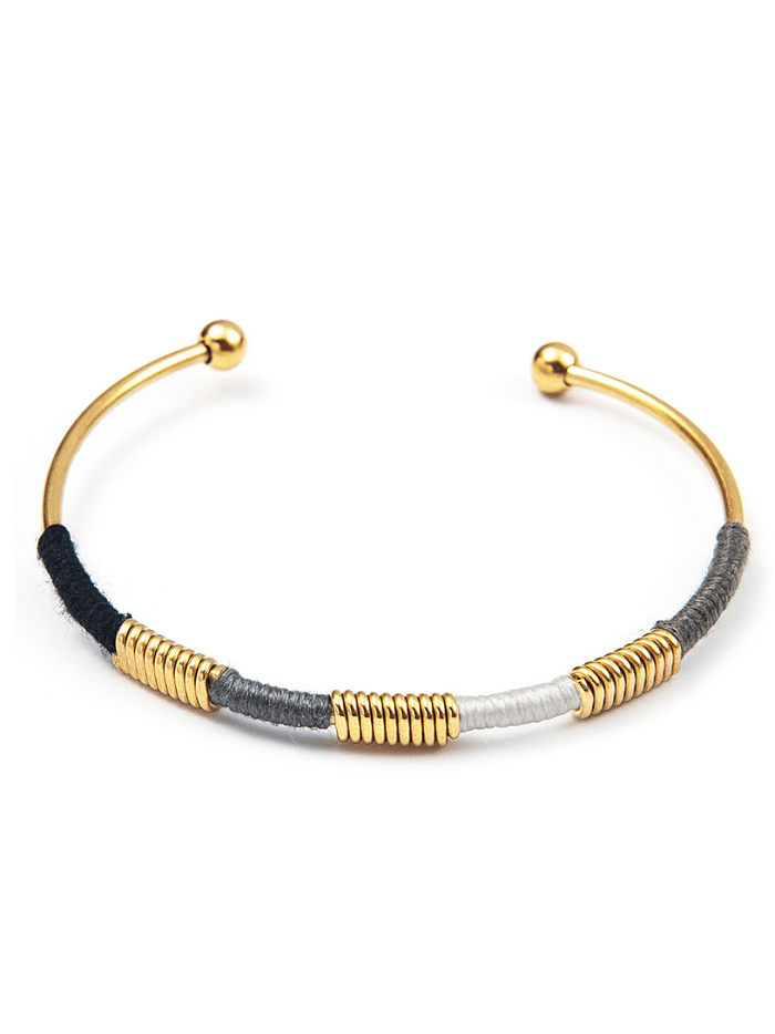 Stainless steel color thread ethnic style open bracelet