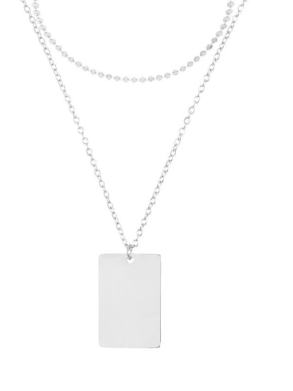 Stainless steel Minimalist Geometric Pendant Multi Strand Necklace