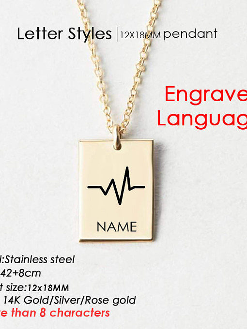 Minimalistische Gravur Sprache Geometrie Anhänger Halskette aus Edelstahl