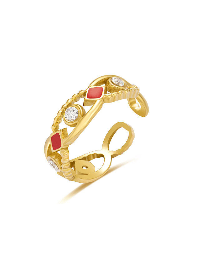 Stainless steel Enamel Geometric Vintage Band Ring