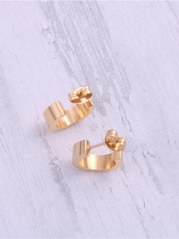 Titanium With Gold Plated Simplistic Round Stud Earrings