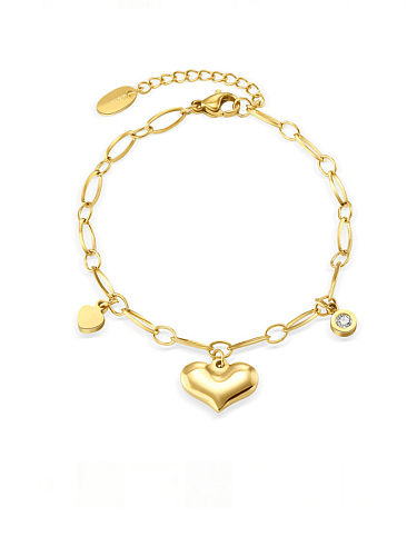 Bracelet à maillons minimalistes en forme de cœur en acier inoxydable