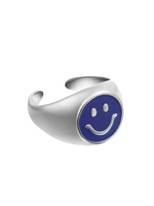 Bague minimaliste en acier inoxydable Smiley en émail