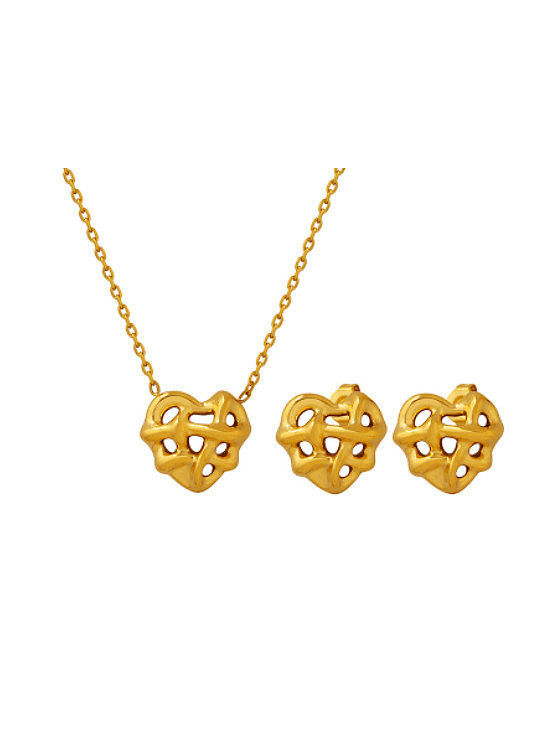 Boucles d'oreilles et collier en forme de cœur minimaliste en acier au titane