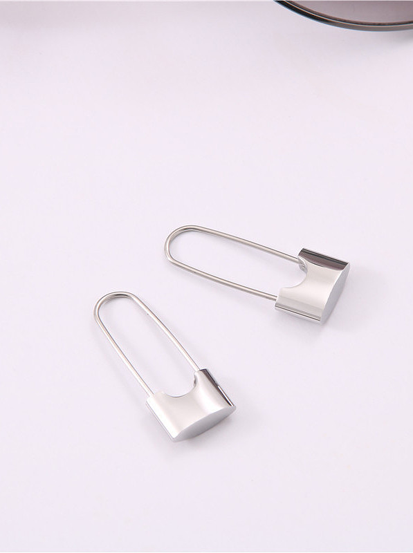Titanium With Gold Plated Simplistic Pin Clip On Earrings