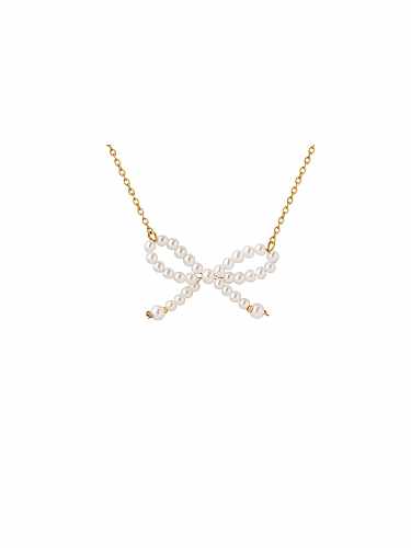 Collier Dainty Bowknot Perle d'Imitation Acier Titane