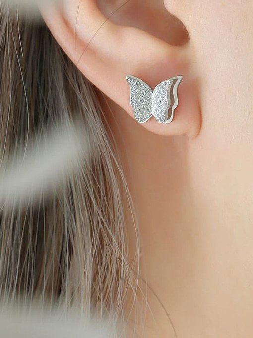 Ensemble bague et collier de boucles d'oreilles papillon minimalistes en acier au titane