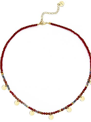 Natural stone beads temperament titanium steel necklace