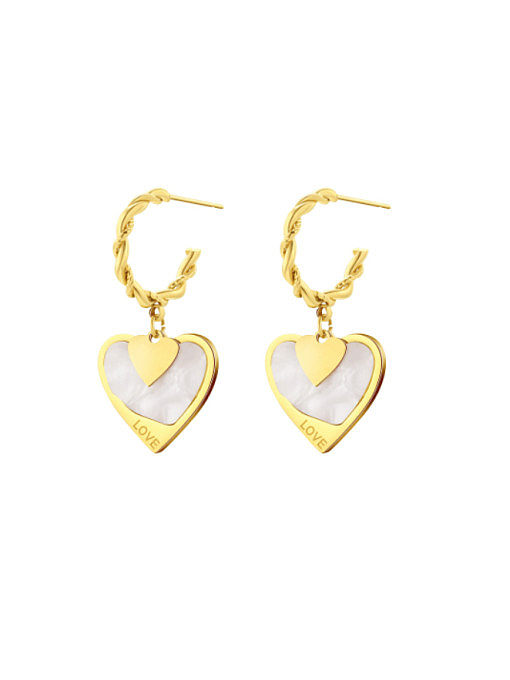 Titanium Steel Shell Heart Minimalist Drop Earring