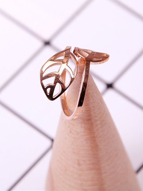 Hollow Leaves Rose Gold Opening Ring