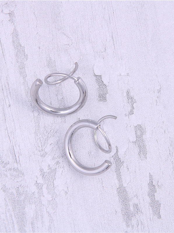 Titanium With Gold Plated Simplistic Hollow Geometric Hoop Earrings
