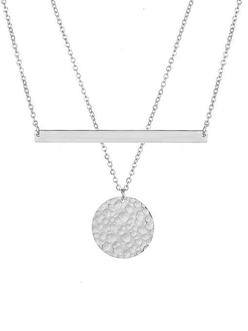 Collier multi-rangs minimaliste géométrique en acier inoxydable